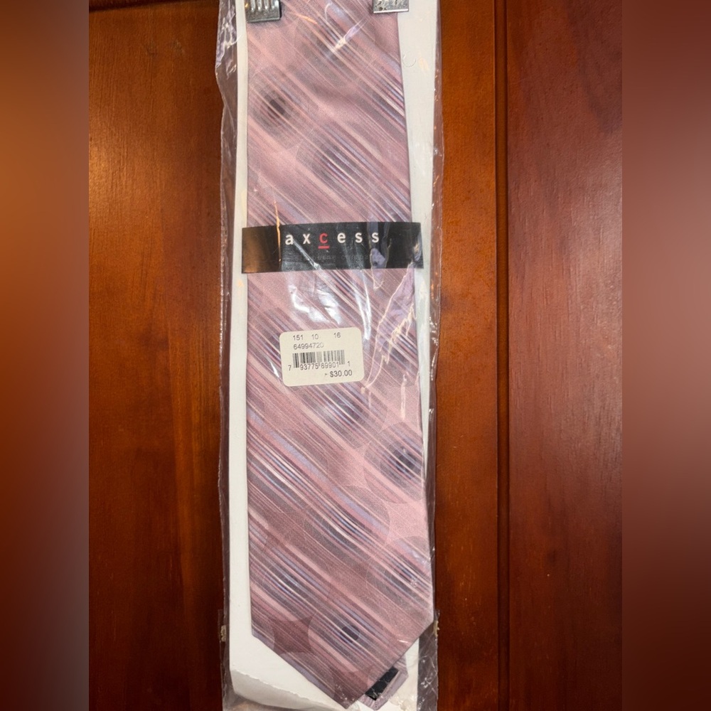 Axcess Elegant Pink and Gray Striped Tie